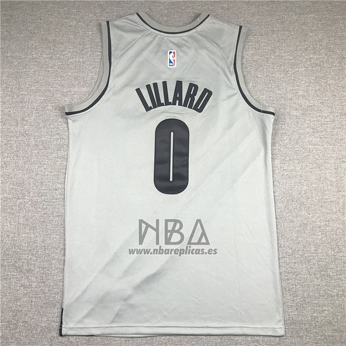 Camiseta Portland Trail Blazers Damian Lillard NO 0 Earned 2020-21 Gris